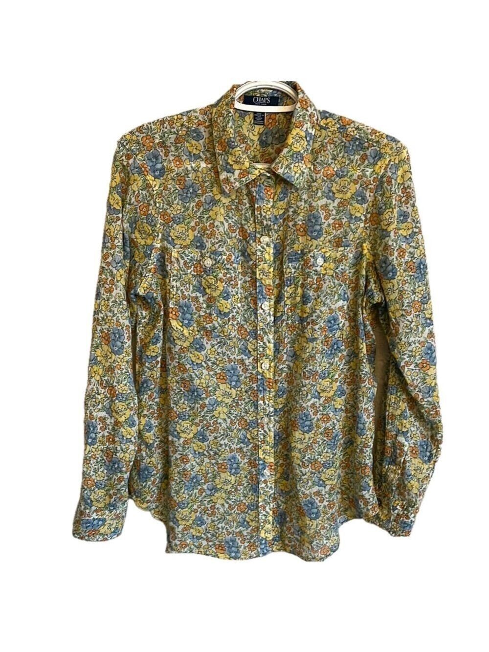 Chaps Yellow and Blue Floral Blouse